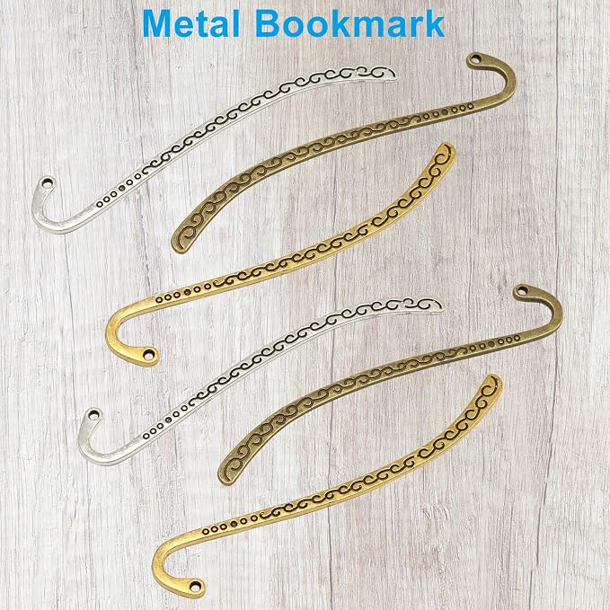 Elegant Metal Bookmarks - Vintage Carved Design with Loop for DIY Beading, Tassels & Hairpin for Readers, Writers & Book Lovers, Robust Alloy Rust-Free Book Markers (Set of 60)