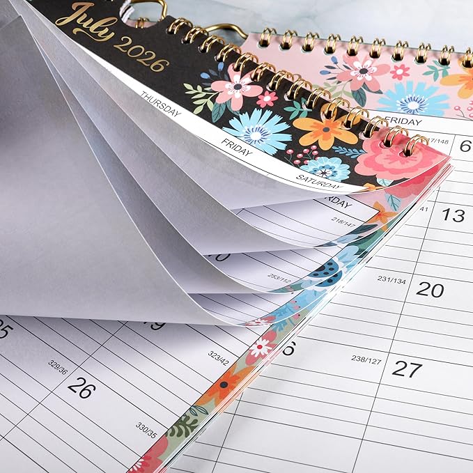 Calendar 2026-2027 - Wall Calendar 2026-2027 with 18 Months, Jul. 2026 - Dec. 2027, 14.6" x 11.5", Twin-Wire Binding + Hanging Hook + Large Blocks + Julian Dates, Perfect Wall Calendar for Organizing