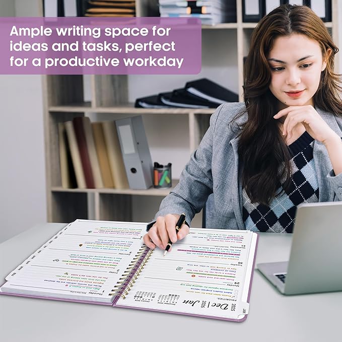 2026 Planner 8.5" x 11", Weekly and Monthly Calendar Planner Book, January 2026 - December 2026, Hardcover Spiral Planner with Monthly Tabs, Notes Pages, Perfect for Women & Men, A4 - Purple