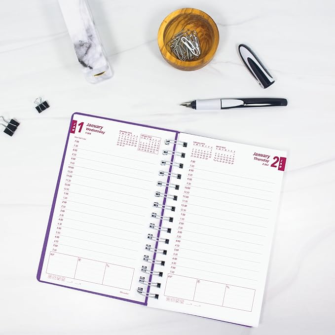 Brownline® 2025 DuraFlex Daily/Monthly Planner, Appointment Book, 12 Months, January to December, Twin-Wire Binding, 8" x 5", Purple (CB634V.PUR-25)