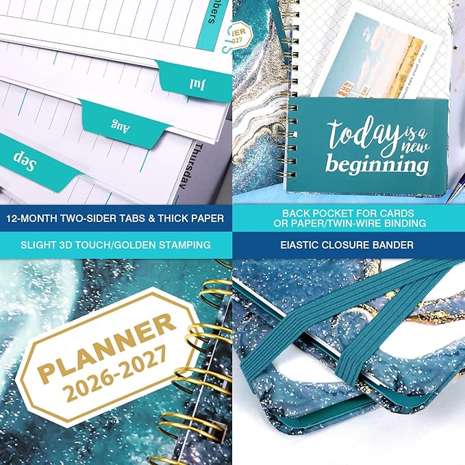 Planner 2026-2027 - 2026-2027 Planner Weekly and Monthly from Jul. 2026 to Jun. 2027, Academic Planners with Inner Pocket, Colorful Tabs, 6.4'' x 8.5''