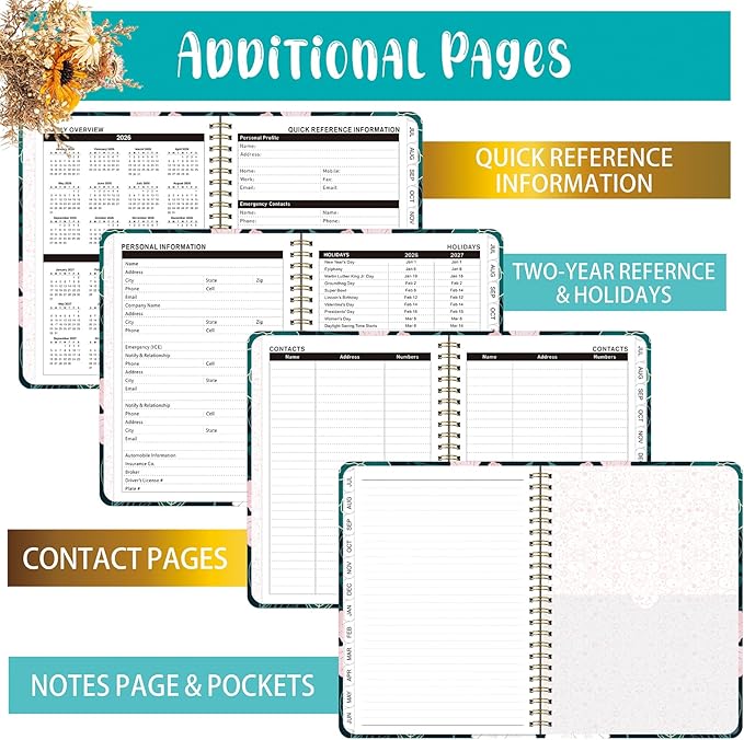 Planner 2026-2027,Agenda 2026 2027, July 2026 to June 2027 Monthly Weekly Calendar Planner with Month Tabs, 6.1" x 8.5" Hardcover Spiral Bound Cover for Daytimer Schedule Work School(B01)