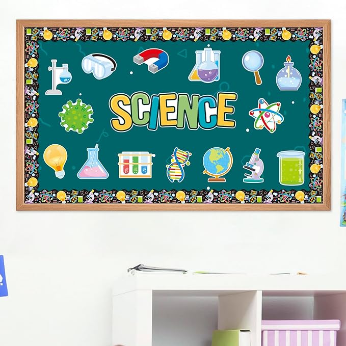 45 Pcs Science Cutouts 15 Desings Science Lab Accents Scientific Cut-Outs for Party Classroom Scientist Bulletin Board Craft Home Office Wall Decoration