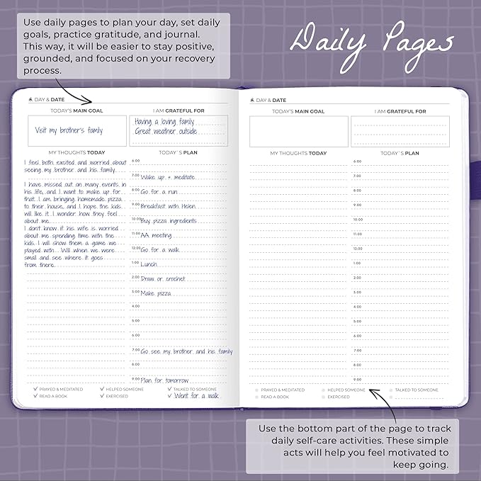 Clever Fox Addiction Recovery Journal – Addiction Treatment Planner & Workbook – Daily Sobriety Journal for Recovery Progress, A5 (Purple)