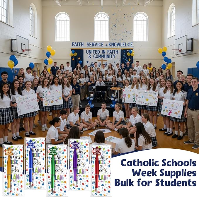 25 Sets Catholic Religious Gifts Puzzle Ballpoint Pens You Are a Piece of Gods Plan Bookmarks Mothers Day Gift for Christian Bible Study Group Sunday School Graduation Church Prayer Classroom Supplies