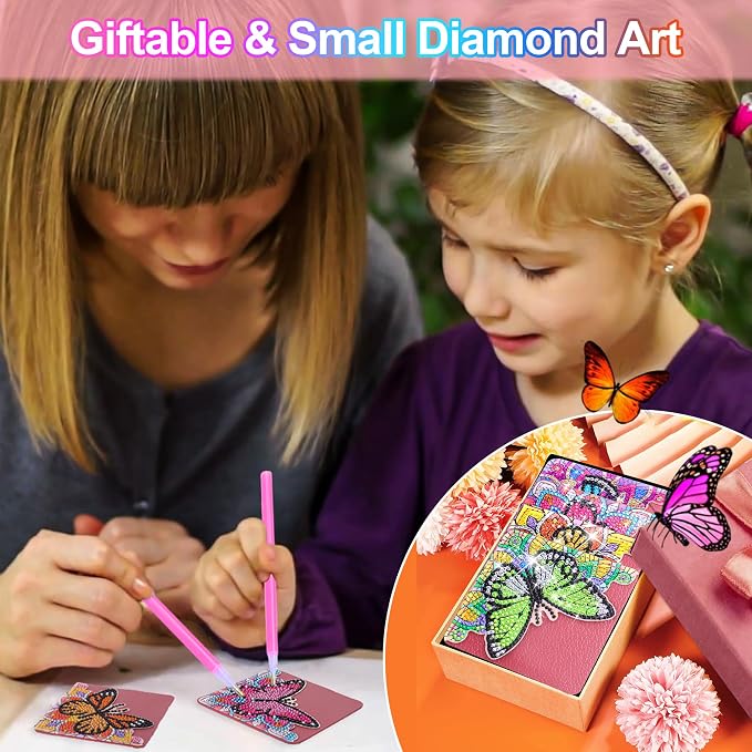 Butterfly Diamond Art Bookmarks-4 PCS, DIY Gift Craft for Adults, Diamond Art Kits for Book Lovers, Diamond Art Accessories