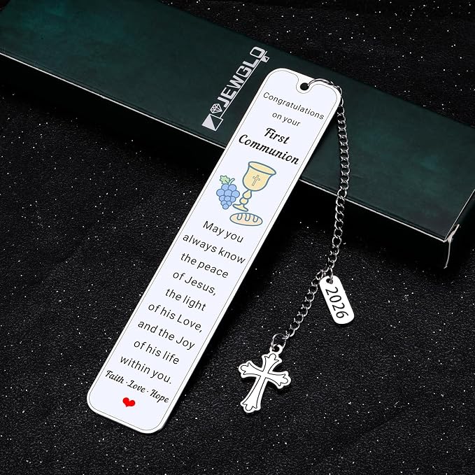 2026 First Communion Gifts for Boys Girls 1st Communion Party Favors Gifts for Boys Girls Bookmark Christian Easter Basket Stuffers for Teens Teenage Boy Girl Catholic Religious Easter Gift for Kids