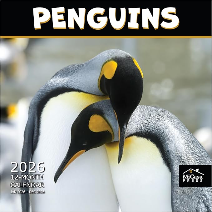MICASA PRESS Penguins 2026 Wall Calendar 12 Month | 12" x 24" Open | Thick & Sturdy Paper | Giftable | Animal Calendar 2026