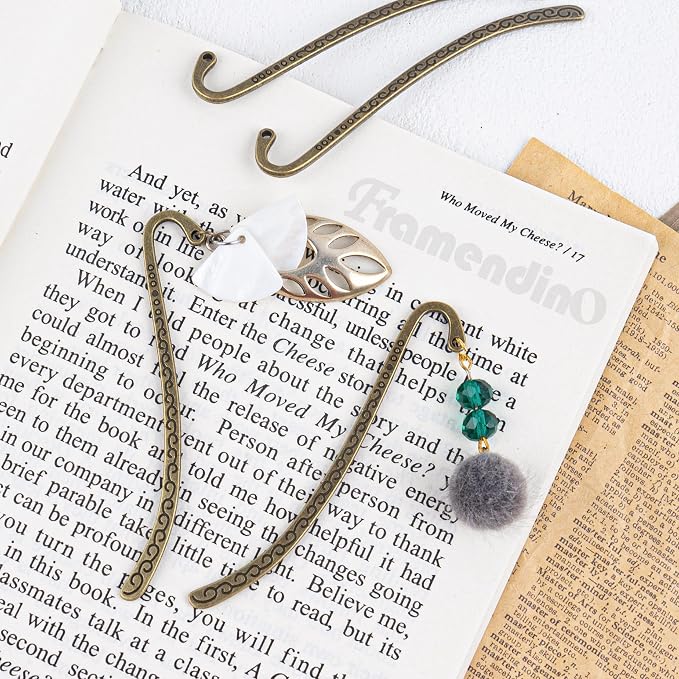 Framendino, 20 Pieces Alloy Bookmark Hook Retro Metal Tibetan DIY Bookmarks for Reading Enthusiasts (Bronze)