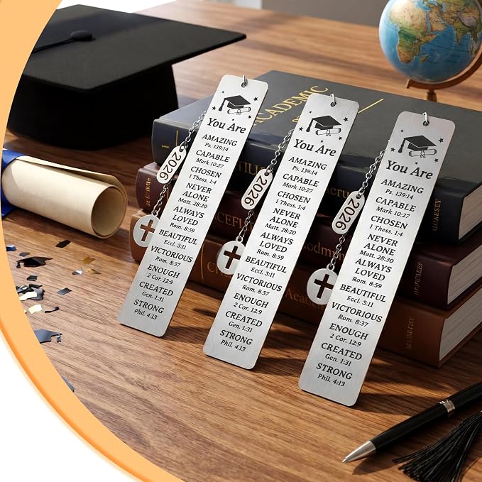 Ctosree 24 Pcs 2026 Christian Graduation Gifts Bulk Graduation Bookmarks Religious Catholic Gifts for Her Him Inspirational High Middle Medical School 5th 8th Grade Classroom Students Party Favors