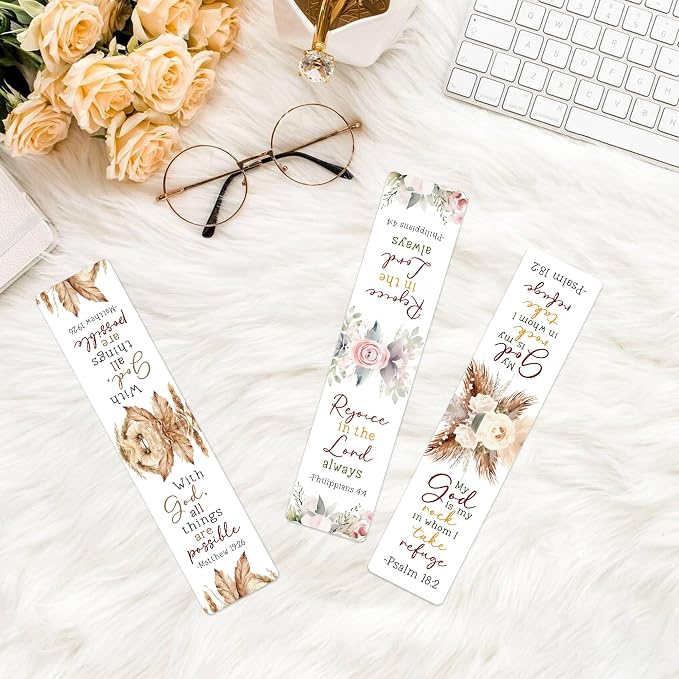 Bible Verse Floral Magnetic Bookmarks: 30 Pcs Inspirational Scripture Magnet Book Mark Clips for Reading, Flower Christian Page Markers Gifts for Women Students Church Reading School Office Supplies