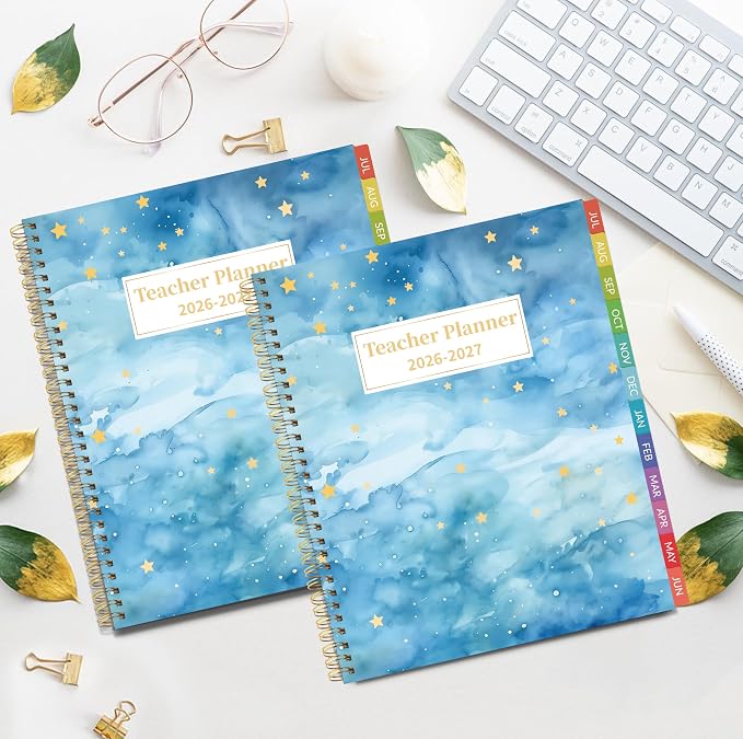 Teacher Planner 2026-2027 Weekly and Monthly Teacher Planner 2026-2027 Academic Year, July 2026 - June 2027, 8.7" x 10.8", Lesson Planner Book with Twin-Wire Binding & Tabs for Teachers - Blue