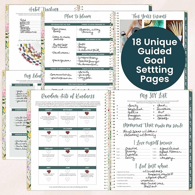 bloom daily planners HARDCOVER Planner 2026-2027 (8.5" x 11") Academic Year (July 2026 - July 2027) - 13 Months Task Goal Planner for Women - Monthly & Weekly Agenda Book - Garden Party, Beige