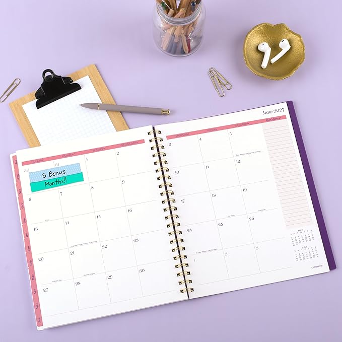 Cambridge Planner 2026-2027 Weekly & Monthly Academic 12-Month July-June, 8-1/2" x 11", Filbert (1792-905A)