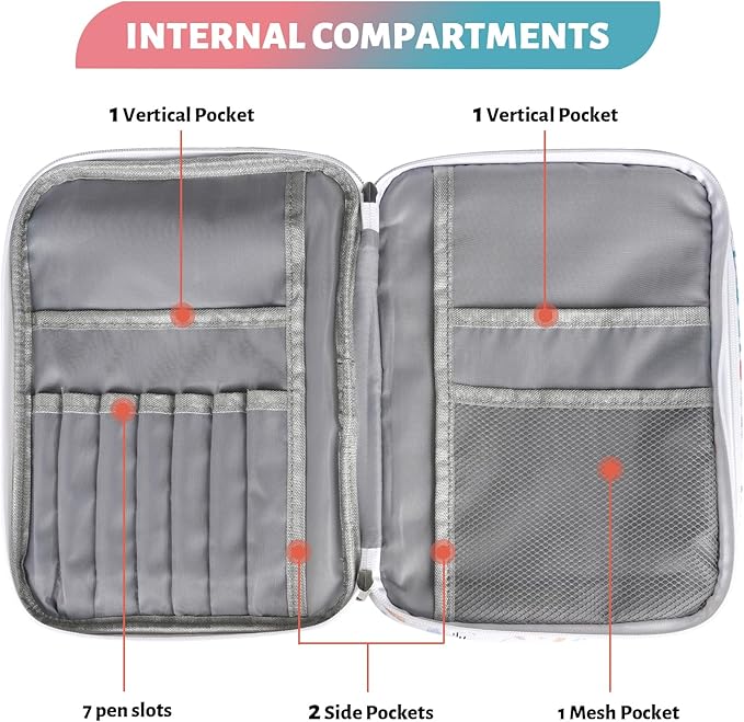 Bible Bag for Girls Organizer - Dual Zipper Compartments with 7 Pen Slots for Church Bible Study, Christian Gift for Teen (Floral-White)