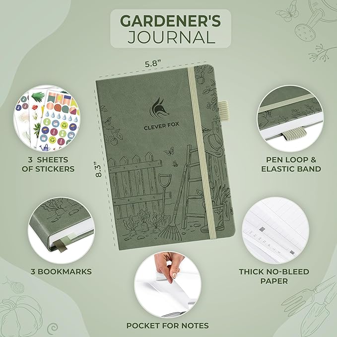 Clever Fox Gardener’s Journal – Guided Gardening Notebook to Plant Vegetables, Flowers & Herbs – 5-Year Garden Log Book for Beginners (Cypress)