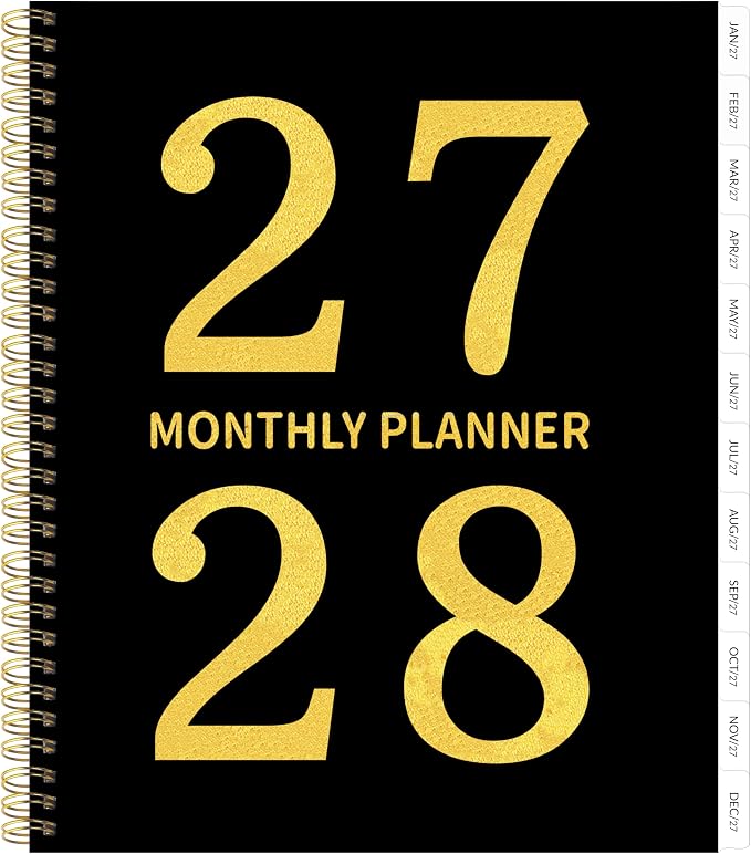 2027-2028 Monthly Planner - 2 Year Monthly Planner/Calendar 2027-2028, JAN 2027 – DEC 2028, 24 Months Calendar Planner, 9" x 11", Holidays, Tabs, Double-Side Pocket, Thick Paper, Polypropylene Cover