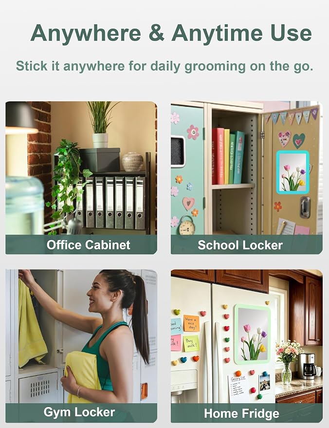 Locker Accessories Kit for Girls, 14PCS Back to School Supplies Includes Magnetic Whiteboard, Mirror, Pen Holder, Markers, Magnets, Locker Organizer & Decorations for School Locker Home Office-Blue