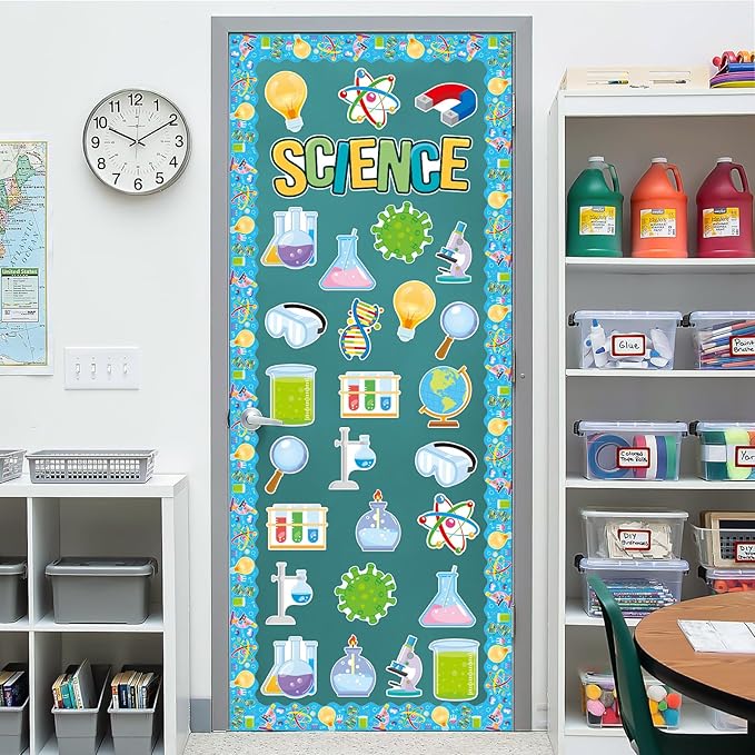 45 Pcs Science Cutouts 15 Desings Science Lab Accents Scientific Cut-Outs for Party Classroom Scientist Bulletin Board Craft Home Office Wall Decoration