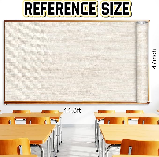 Inkspire Shiplap Bulletin Board Paper Roll,14.8FTx47IN Large Reusable Waterproof Erasable Classroom Wall Background Backdrop Paper,Fade-Resistant Fabric Wrapping School Decors Teacher Supplies