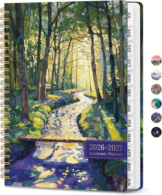 Planner 2026-2027, Monthly and Weekly Academic Planner July 2026 - June 2027, Hardcover Student Teacher Planning Agenda Calendar Book with Tabs, Perfect for Office School Supplies, A5 (6.3" x 8.5") - Golden Pathway