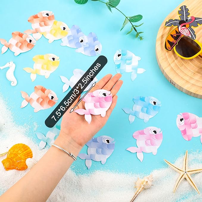 Epakh 100 Pcs Colorful Fish Cutouts Fish Mini Accents Bulk Ocean Paper Accents Ocean Theme Bulletin Board Decor Summer Classroom Early Childhood Education for School Wall Blackboard Decor Supplies