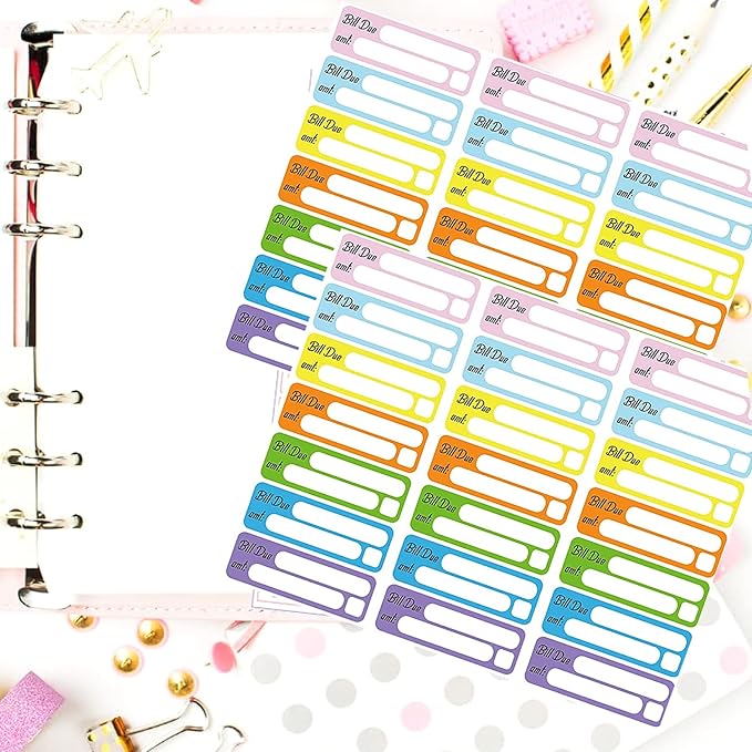 Bill Due Pay Planner Sticker 210PCS Day Calendar Reminder Labels 0.5''x1.5'' Due Bill Organizer Labels Bills Dues Tracking Label Pay Planners Reminder for Planners Scrapbooking&Journals Budgeting