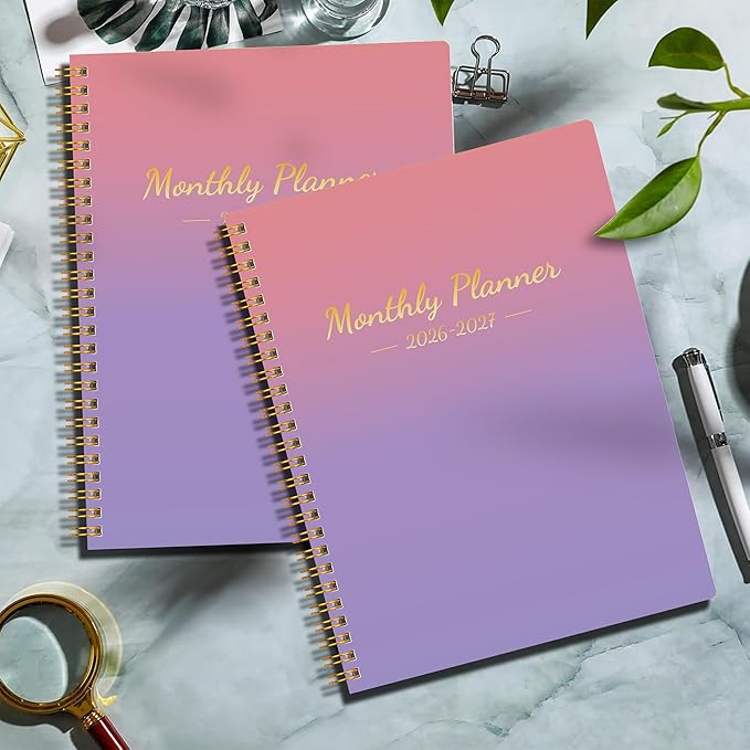 Monthly Planner 2026-2027, 2 Years Persona Organizer Calendar Notebook from Jan 2026 - Dec 2027 with Habit Tracker, Goals,To -Do List, Summary & Review Spiral ，Bindding 7" x 9.5"