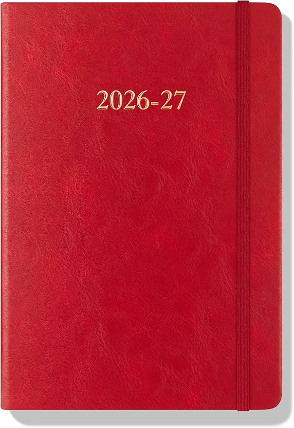 Wykeham's Executive 2026-27 Daily Journal Planner – Customization Available – Mid-Year Academic Diary (Crimson, 8.5"×5.5")