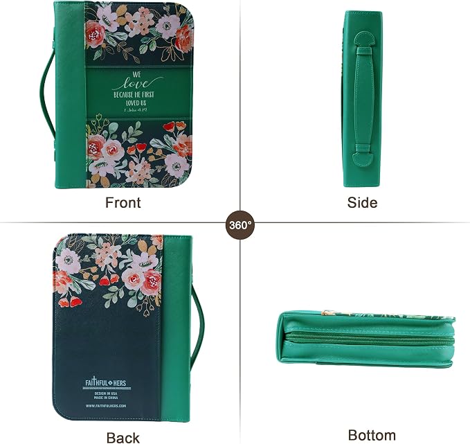 Faithful Hers Bible Cover Case for Women 3pcs Bible Bag Set with Notebook and Bookmark Woman PU Leather Book Carrying Case for Lady Bible Case Christian Gifts for Christmas Thanksgiving Day