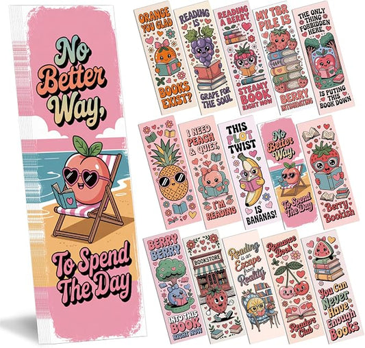 Funny Bookish Bookmarks for Kids, 150 Pcs Fun Fruits Bulk Paper Bookmark Reading Accessories for Women, Cute Watermelon Pineapple Strawberry Bulk Book Marks Gift for Kid Students Book Lovers