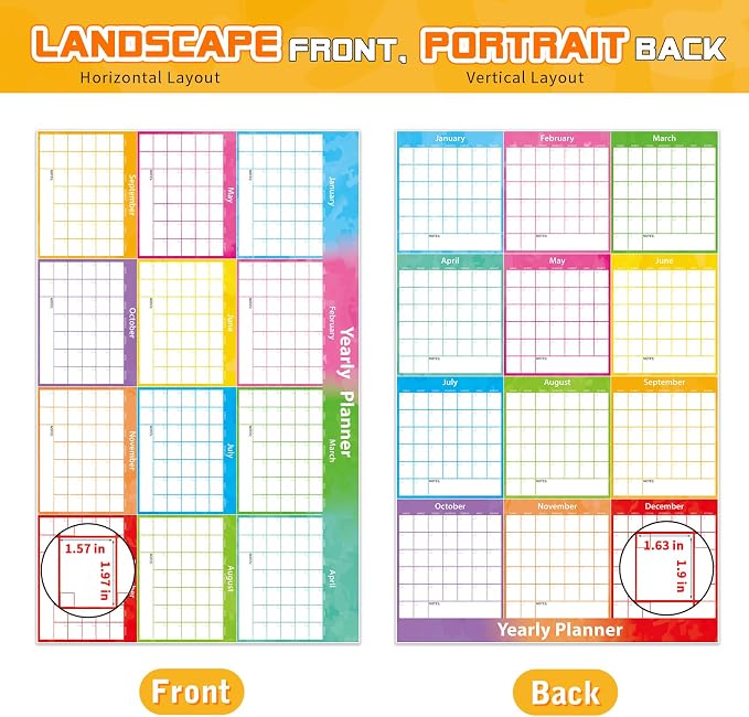 Large Wall Calendar Dry Erase,MoShining, Extra Large 59 x 37 Inch Watercolor Foldable Poster, Reusable Planner for Wall, Colorful Organizer for Office Home Classroom