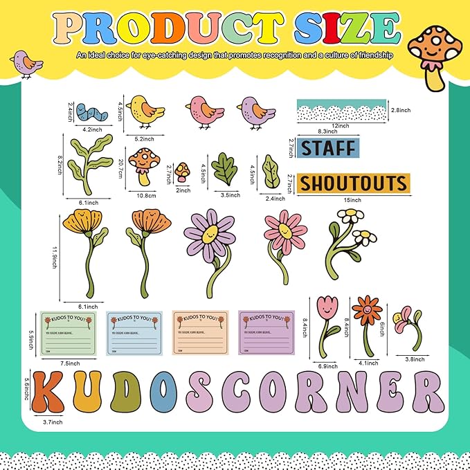 Mooliwe Bulletin Board Kit Staff Shout Out Kudos Corner Decoration Set Employee Gratitude and Recognition Bulletin Board Set with 20 pcs Cutouts for School Classroom Office Wall Door Decor Supplies
