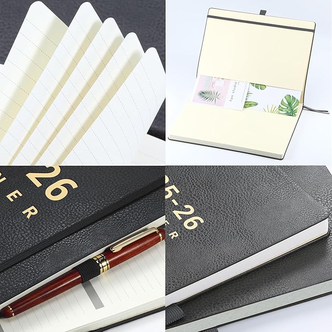 2025-2026 Planner - July 2025 - June 2026, Planner 2025-2026 Daily Weekly and Monthly, 8.5" x 11", Pen Holder, Calendar Stickers, Pocket, 25 Notes Pages, Faux Leather Cover, A4 Premium Paper -Gray