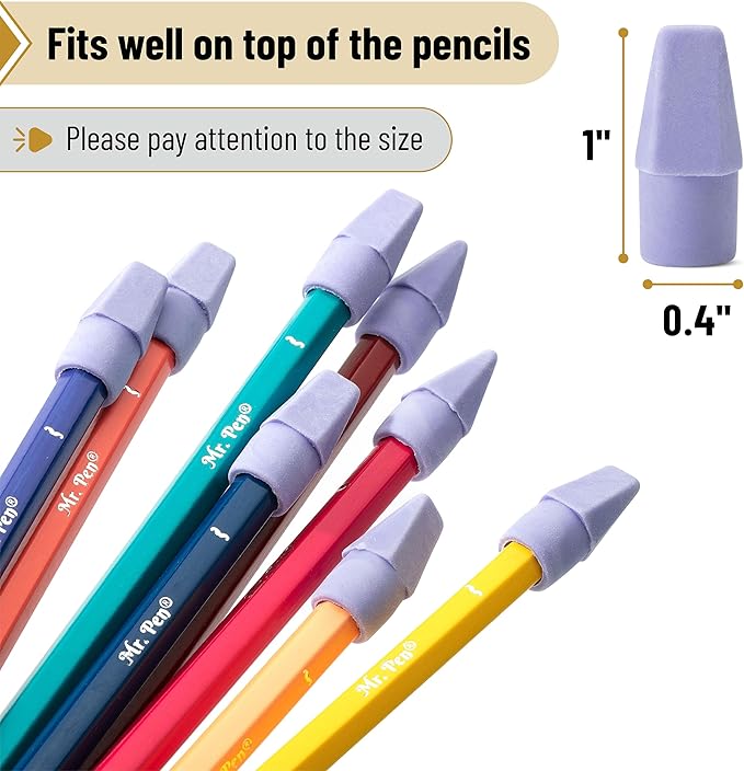 Mr. Pen- Pencil Erasers Toppers, 120 Pack, Purple, Erasers for Pencils, Pencil Top Erasers, Pencil Eraser
