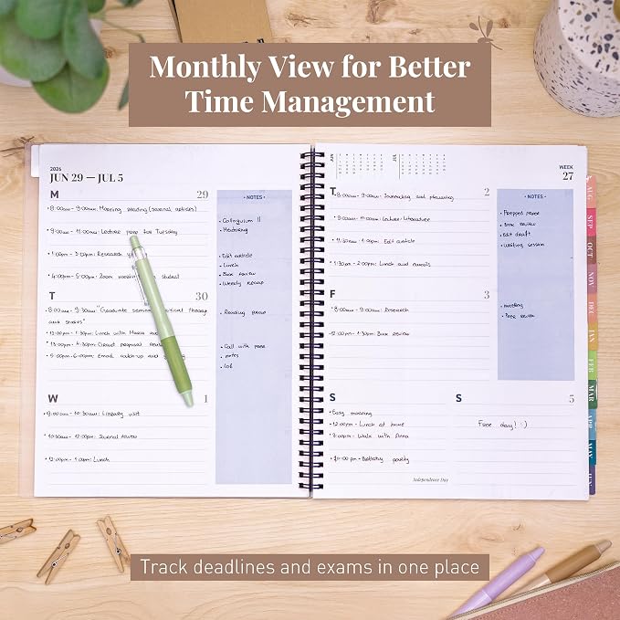 Rileys Academic Planner 2026-2027, Daily, Weekly & Monthly Planner, July 2026 - June 2027, Student Notes Pages, Twin-Wire Binding, Weekly Agenda for School & Work (8.5 x 11-Inches, Chunky, Blue)