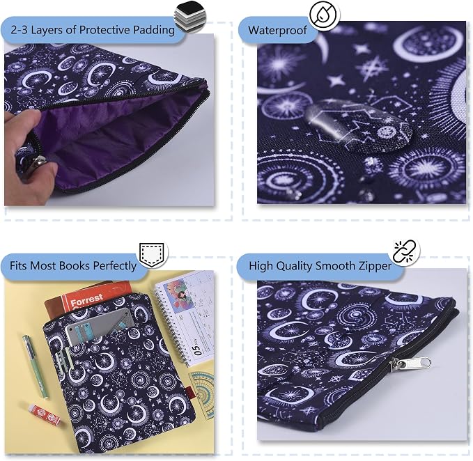 Book Sleeve for Book Lovers, Bookish Book Protector, Book Covers for Paperbacks, Washable Fabric, Book Sleeves with Zipper, Medium 11 Inch X 8.7 Inch