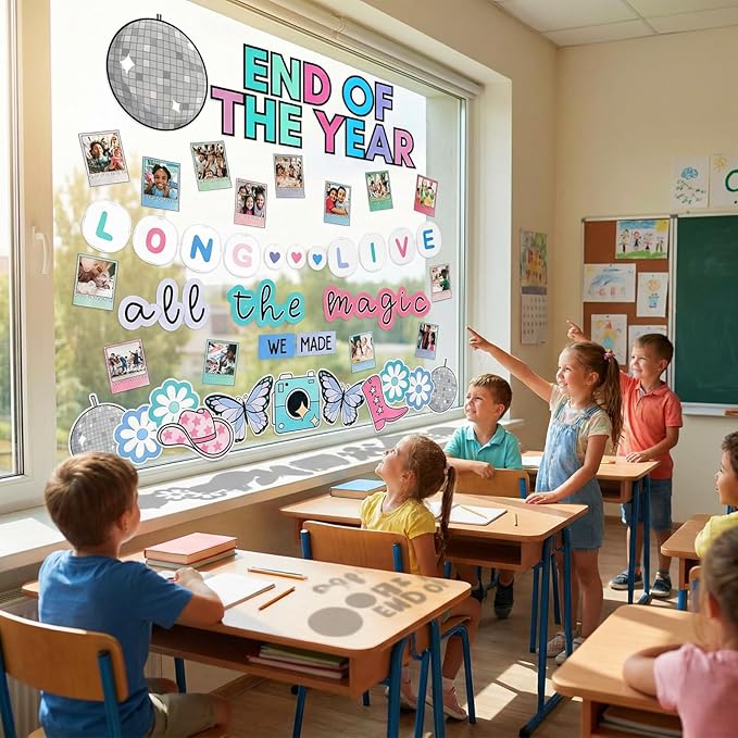 Gueevin 81 Pcs End of Year Bulletin Board Singer Graduation Bulletin Board Set Picture Frames Decorations Classroom Decorations Singer Letter Cutouts for Back to School Supplies Photo Props
