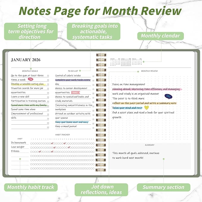 Monthly Planner 2026-2027, Jan 2026 - Dec 2027, 2 Year Calendar 2026-2027 Monthly Planner, 7.5" x 10", 24 month Calendar With Goals To Do List, Habit Tracker Suitable for Schools & Offices & Home