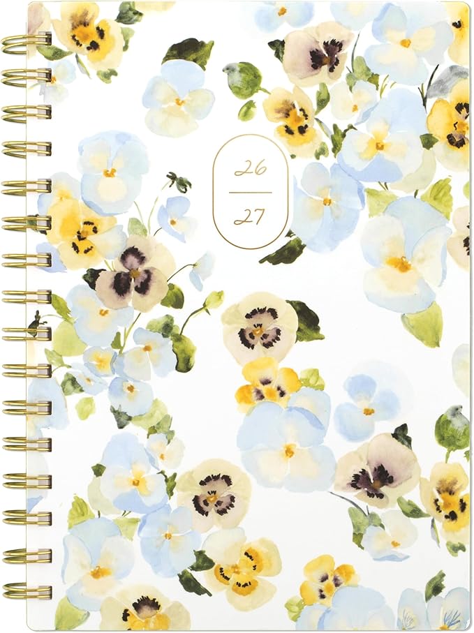 Cambridge Planner 2026-2027 Weekly & Monthly Academic 12-Month July-June, 5-1/2" x 8-1/2", Leah Bisch, Pansy Bouquet (LB50-200A)
