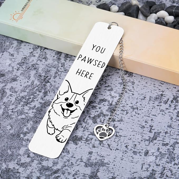 Corgi Dog Bookmark for Dog Lovers Gifts for Women, Corgi Gifts for Corgi Lovers, Book Marks for Reading Women, Dog Mom Dad Birthday Christmas, Pet Owner Page Marker Dog Themed Book Club Gifts