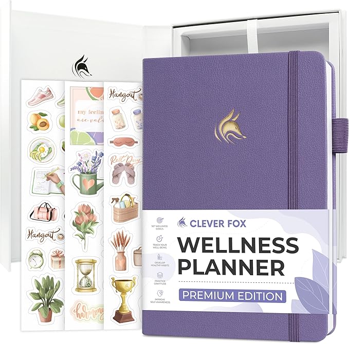 Clever Fox Wellness Planner Premium – Daily Lifestyle Journal to Support Health, Nutrition & Exercise – Healthy Living Journal with Meal, Exercise & Habit Trackers – Lasts 3 Months (Lavender)