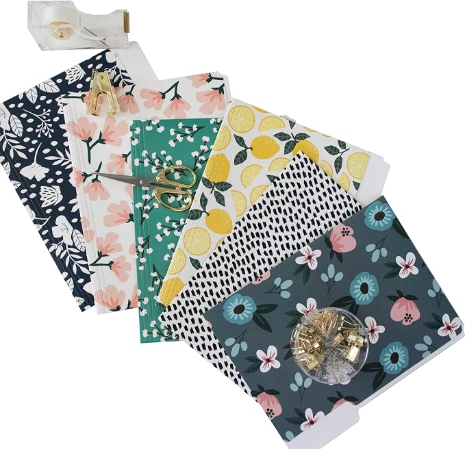 Cute File Folders, Set of 12 3-Tab Letter Size Decorative File Folders Boho Manilla 8.5 x 11 – Pretty Designer Home Office School Supplies (Mesmeric)