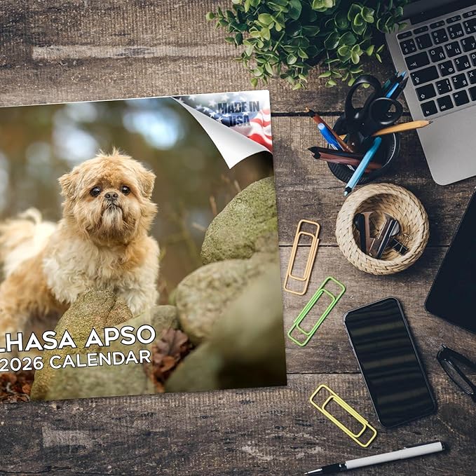 2025 2026 Lhasa Apso Calendar - Dog Breed Monthly Wall Calendar - 12" x 18" Open - Thick No-Bleed Paper - Giftable - Academic Teacher's Planner Calendar Organizing & Planning - Made in USA