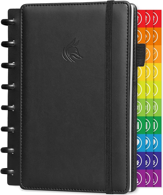 Clever Fox Disc-Bound Weekly Planner – Undated Monthly Notebook with Habit Tracker, Productivity Journal – Life, Work & Goal Organizer, 6.5 x 8.4" (Black)