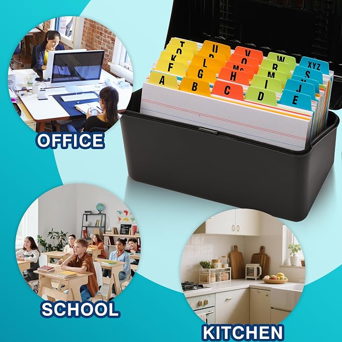Chell 4x6 Plastic Index Card Dividers, Heavyweight Poly Index Card Guides A-Z for Flash Cards and Recipe Cards, with Alphabetical/Blank Stickers, Pack of 50