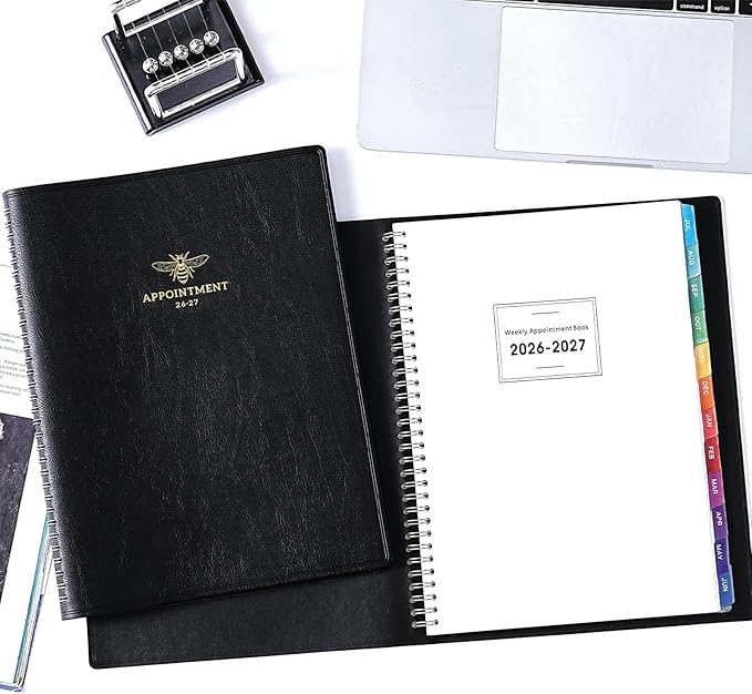 Appointment Book 2026-2027 - Appointment Planner 2026-2027 from July 2026 - June 2027, 2026-27 Weekly Appointment Book with Colorful Tabs, 9" x 11", Daily/Hourly Planner, 15-Minute Increments