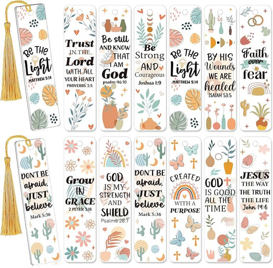 AFRITEE UV DTF Bookmark Wraps - 24 Sheets Bible Verse Acrylic Bookmark Blanks UV DTF Stickers for Book Love, Christian Motivational Quotes Double Sided Uvdtf Decals DIY Bookmark Craft Gift for Girl