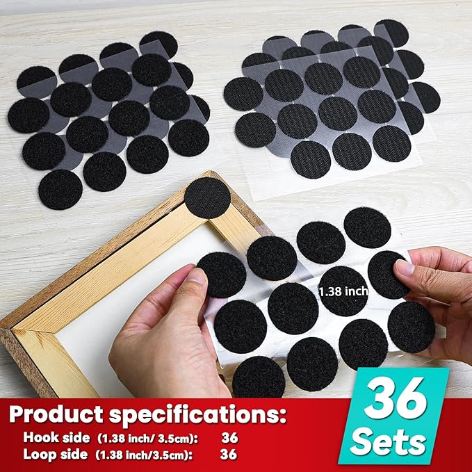 Large Hook and Loop Dots with High Adhesive, 1.38 inch Double Sided Round Circle Tape for Home, Classroom, Office or Outdoor Use