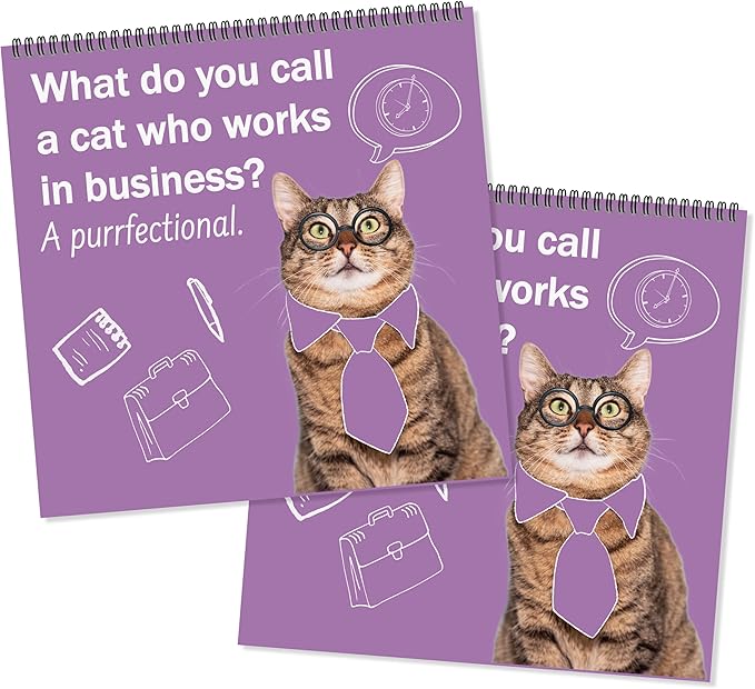 JAPBOR Funny Cat Joke Pun Calendar - 2PCS 2026 Cats Themed Wall Calendar, 12 Months Hanging Planner with Thick Paper, Animals Weekly Monthly Home Office Organizer for New Year Christmas Gifts (11" x 11")